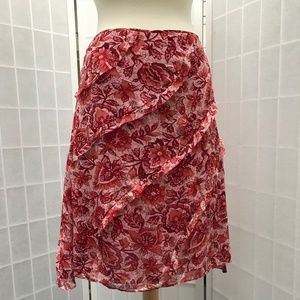Evelyn Floral A-Line 100% Silk Skirt Size 6